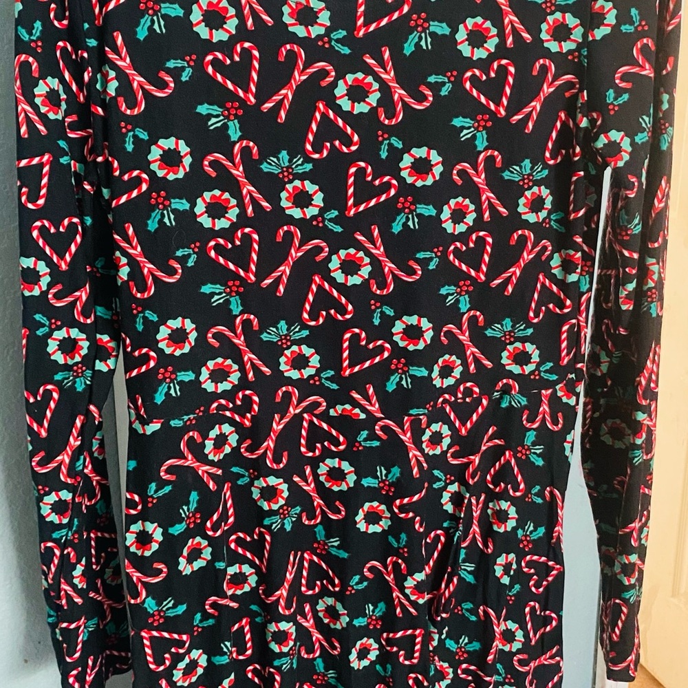 Festive Candy Cane and Wreath Print Dress